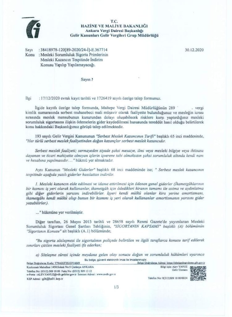 Meslek Sorumluluk Ek